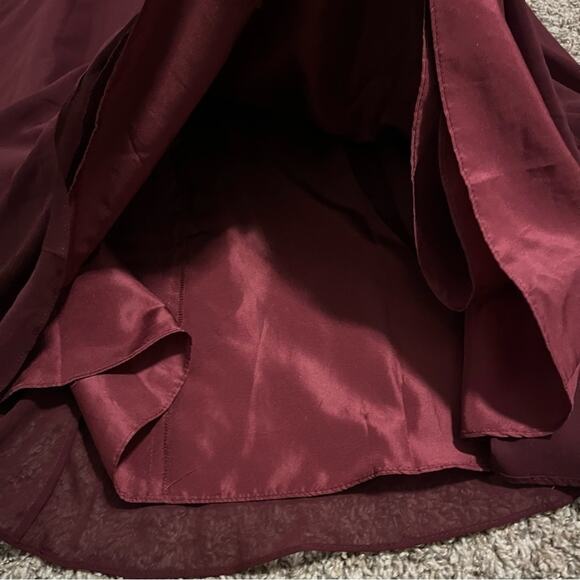 NWT BILL LEVKOFF Jessie Wine Chiffon Sweetheart Princess Bridesmaid Dress 2 - Picture 7 of 11